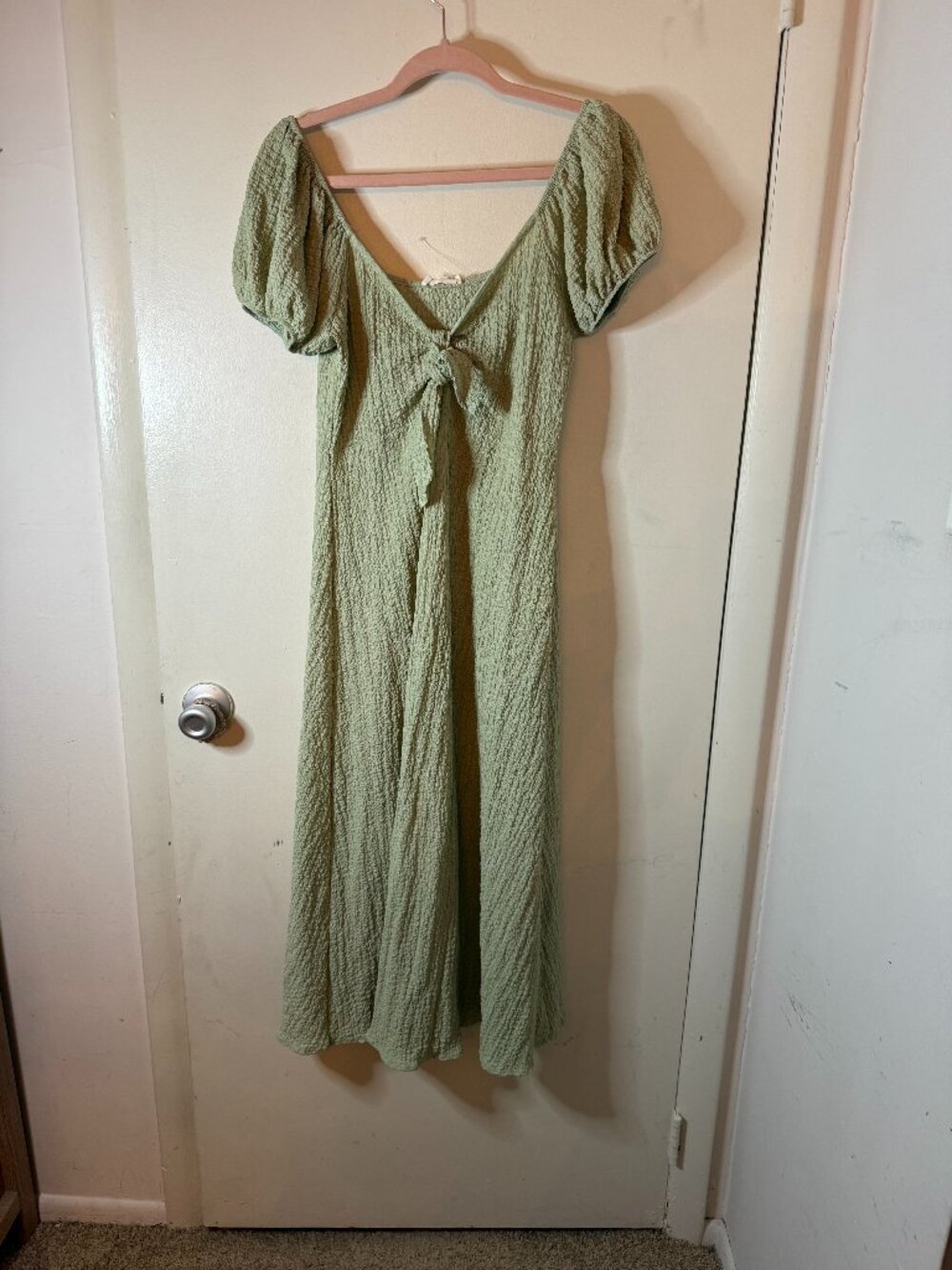 Tie Front Sage Green Dress